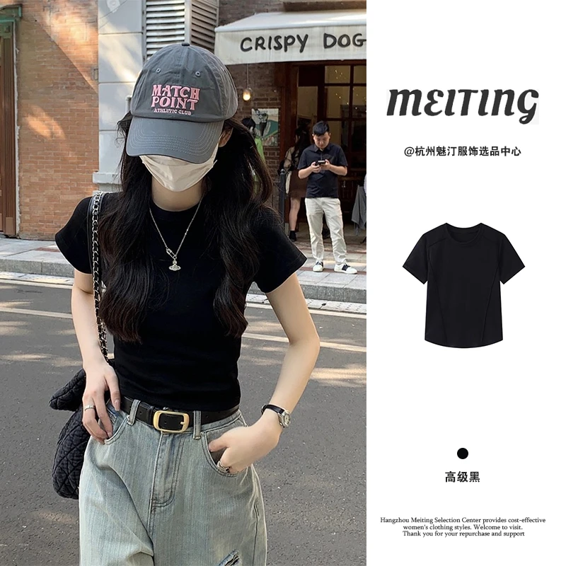 莱赛尔天丝T恤短袖女圆领正肩短袖薄款时尚休闲百搭短袖女装LC01