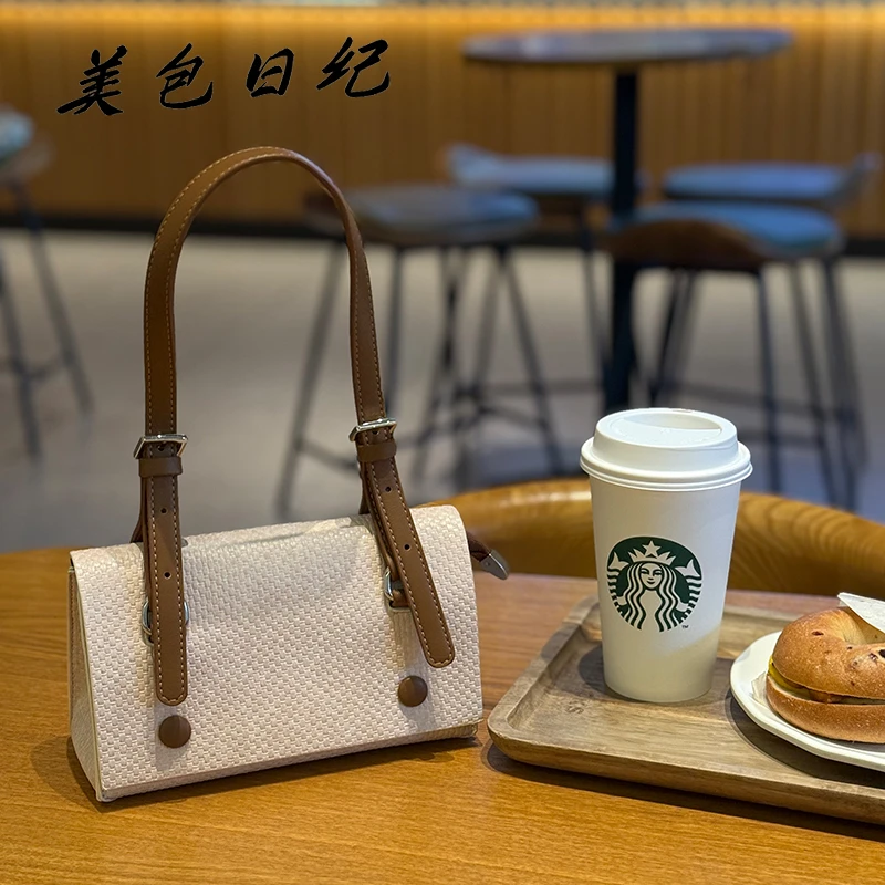 25新款小众设计师简约单肩腋下包高级感撞色时尚通勤小方包斜挎包