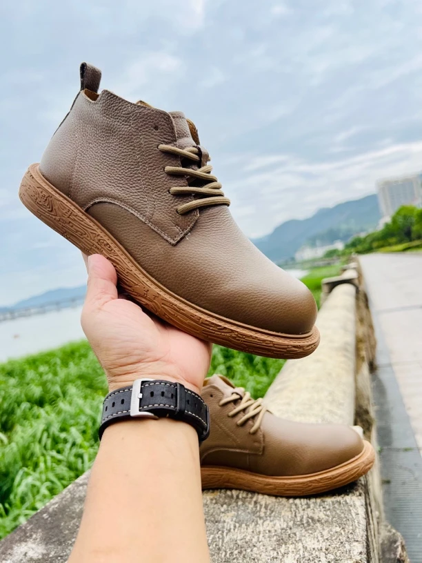 头层牛皮男士英伦风厚底马丁靴青春潮流低帮耐磨透气系带短靴男鞋