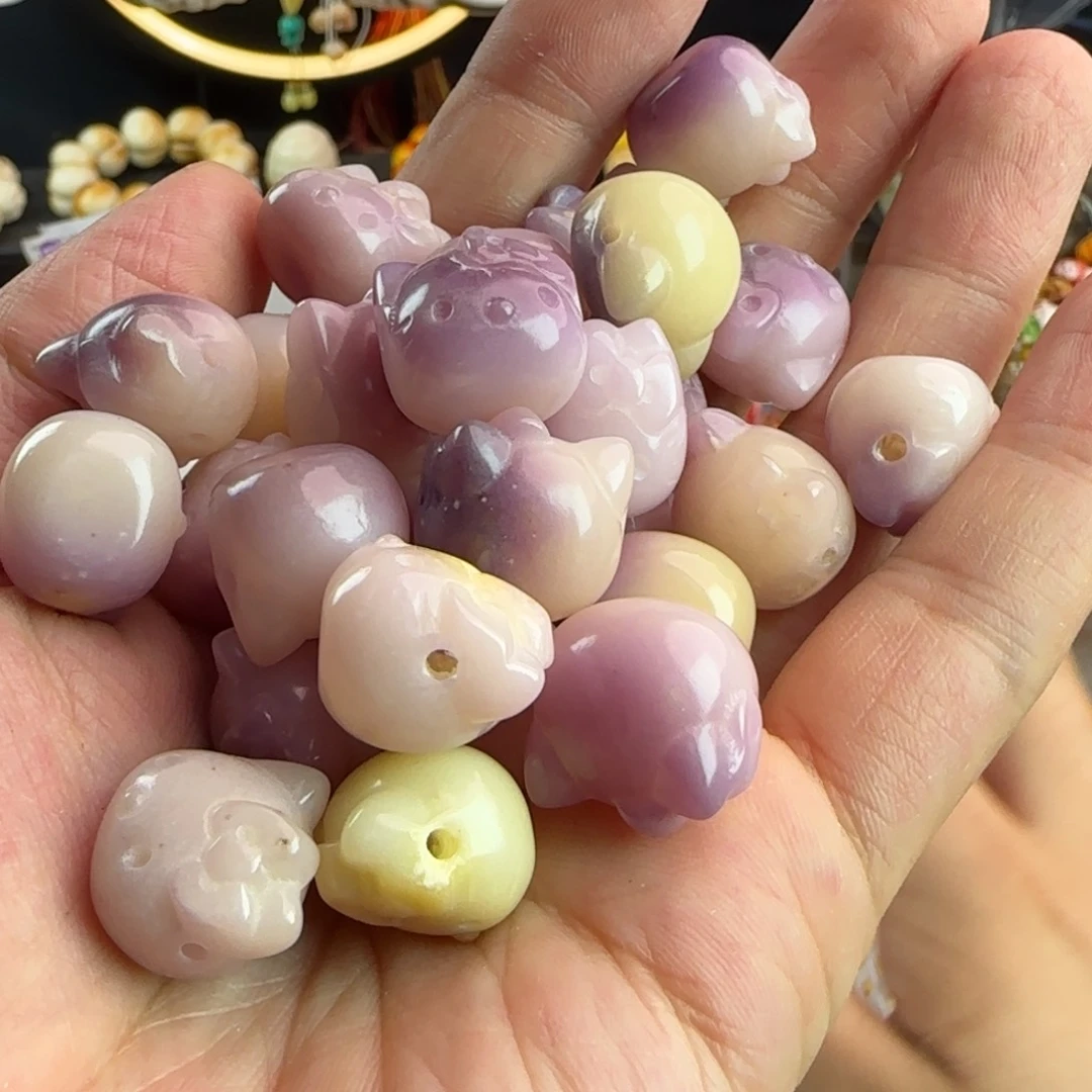 菩提根/象牙果手串瑕疵卡16紫色KT猫头20颗不挑瑕（2单多宠5颗）