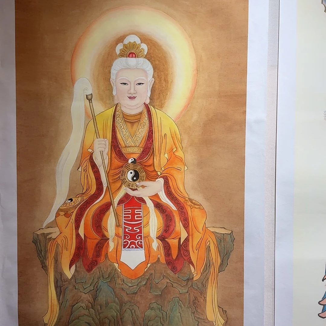 无***阁国画无声老母一副作品