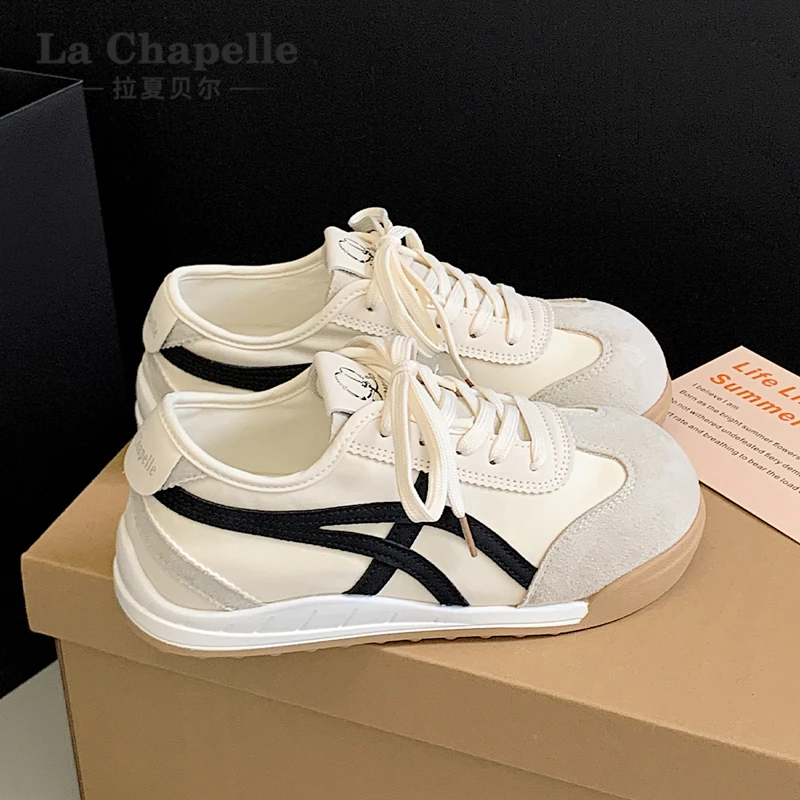 拉夏贝尔内增高德训鞋秋冬女鞋2025新款复古百搭网面轻便舒适休闲