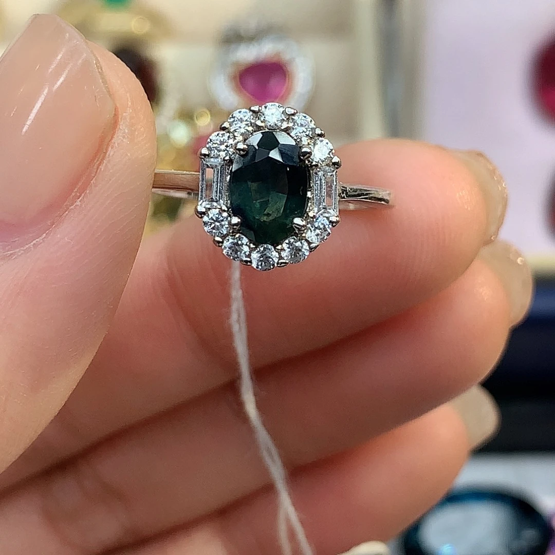 戒指蓝宝石银S925镶嵌