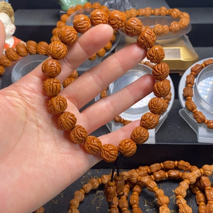 桃核手串龙鳞金蟾纹手串13