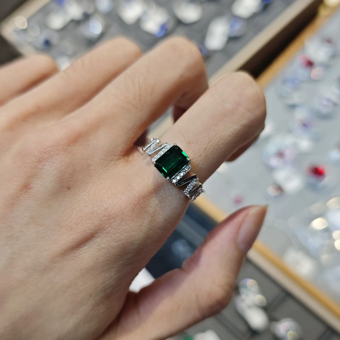 合金戒指 培育宝石戒指外镀金1.2ct【N字】设计师中性款轻奢1071