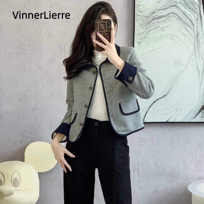 薇妮诺秋装新款外套气质小个子小众女小香风法式韩版时尚短款