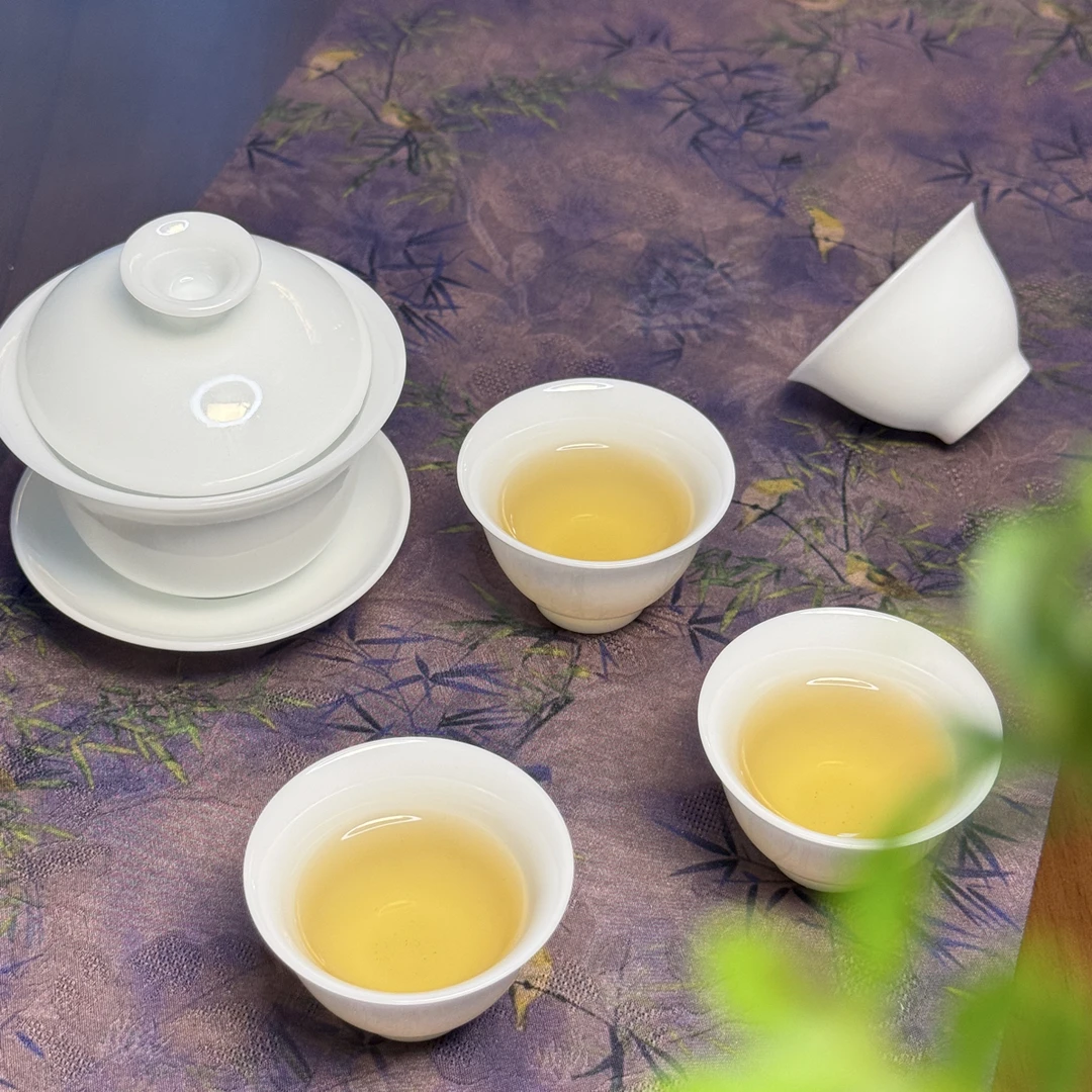 ［高级冰种纯白1碗3杯］易清洗盖碗茶杯潮州功夫茶具泡单丛茶适用