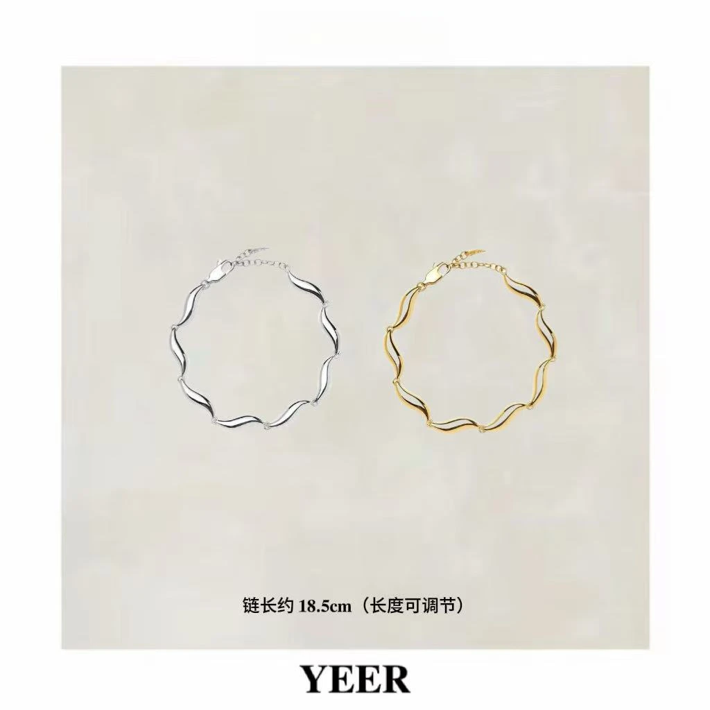 925银手链 YEER 小众精致高级感冷淡风水波纹拼接手链 925纯银