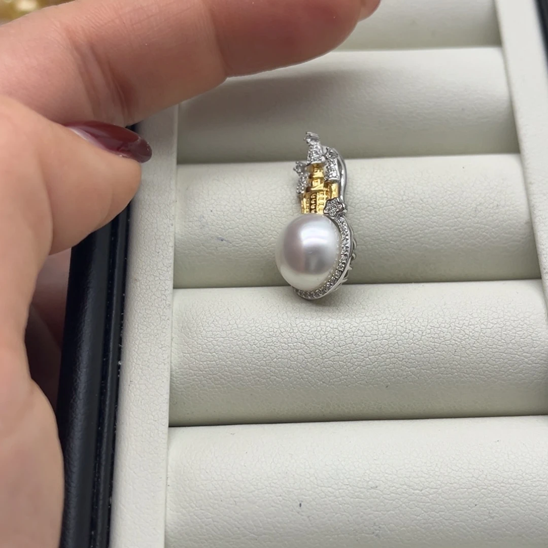 吊坠(不含链)海水珍珠银S925镶嵌