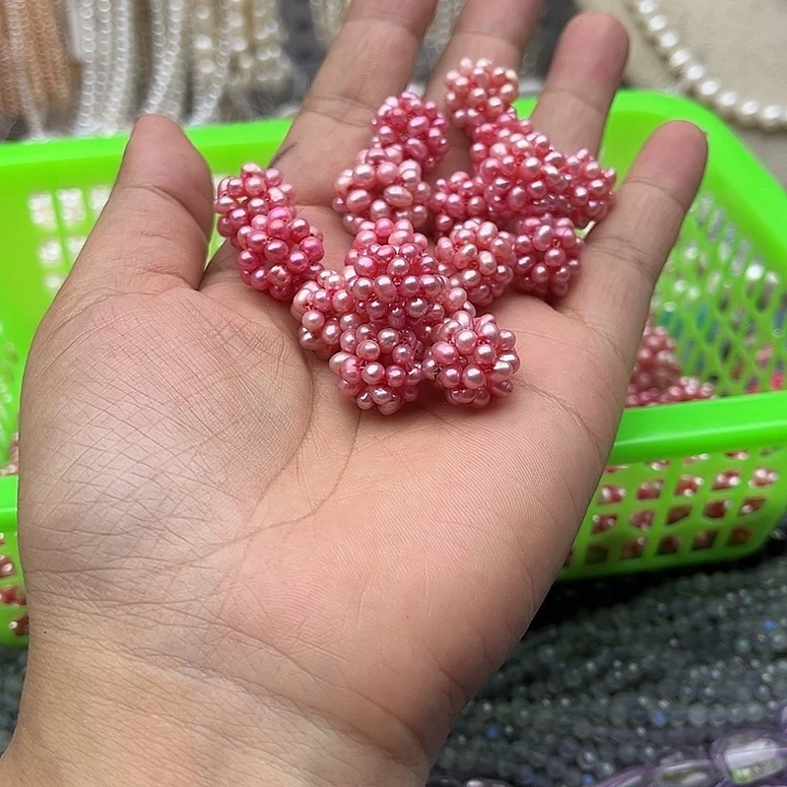 玛瑙/玉髓未镶嵌珠宝半成品3个珍珠花