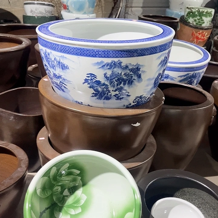 朝***品景德镇陶瓷鱼缸艺术直径62高度42