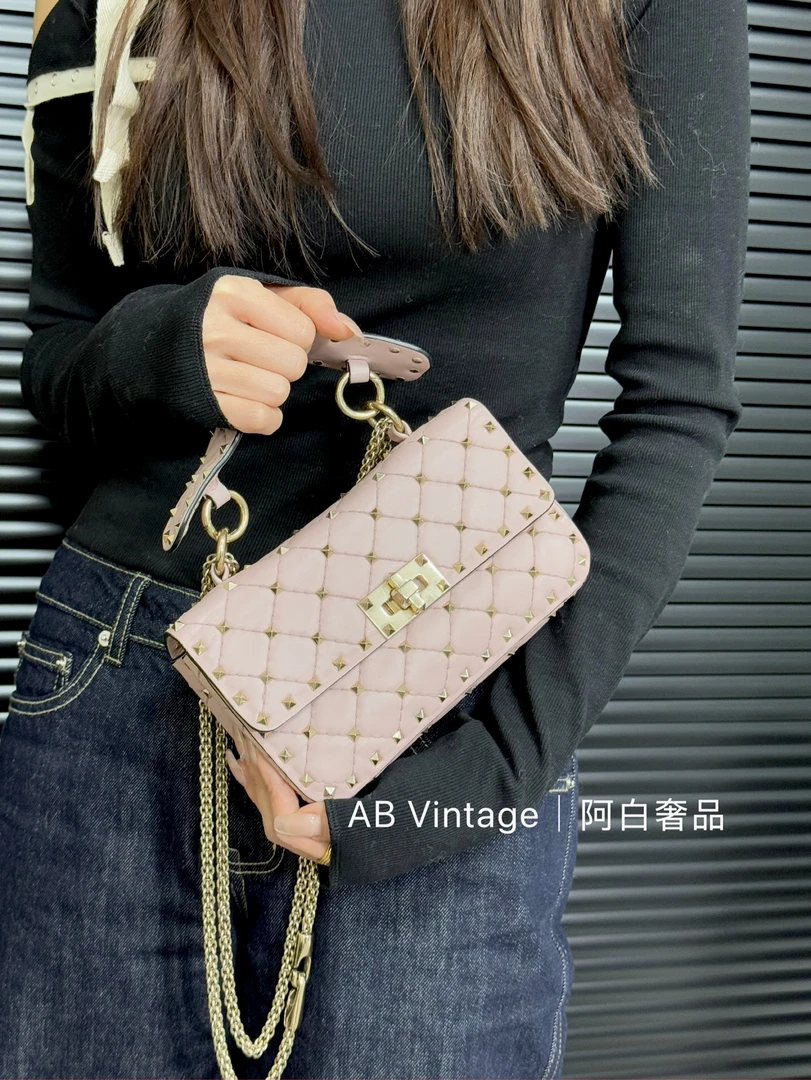 95新 Valentino/华伦天奴 阿白奢品/华伦天奴 铆钉单肩包