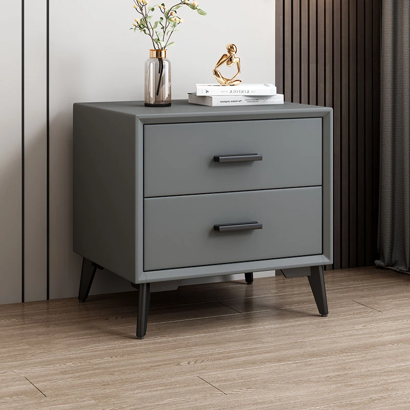 轻奢缝隙柜卧室家用高档储物灰色床头柜小型出租房简约现代收纳柜