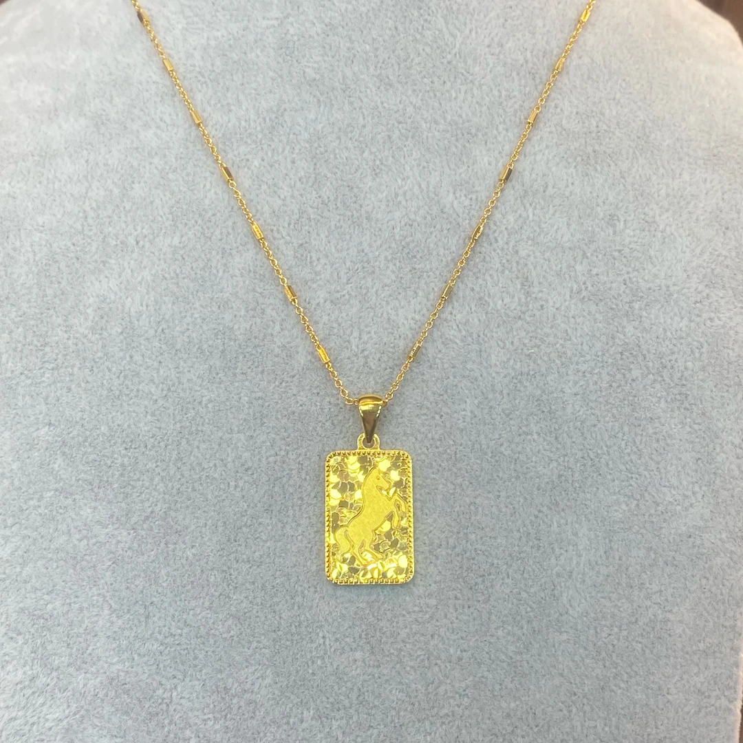 合金项链 『碎冰冰生肖马吊坠』新中式国风吊坠轻奢坠链气质时尚