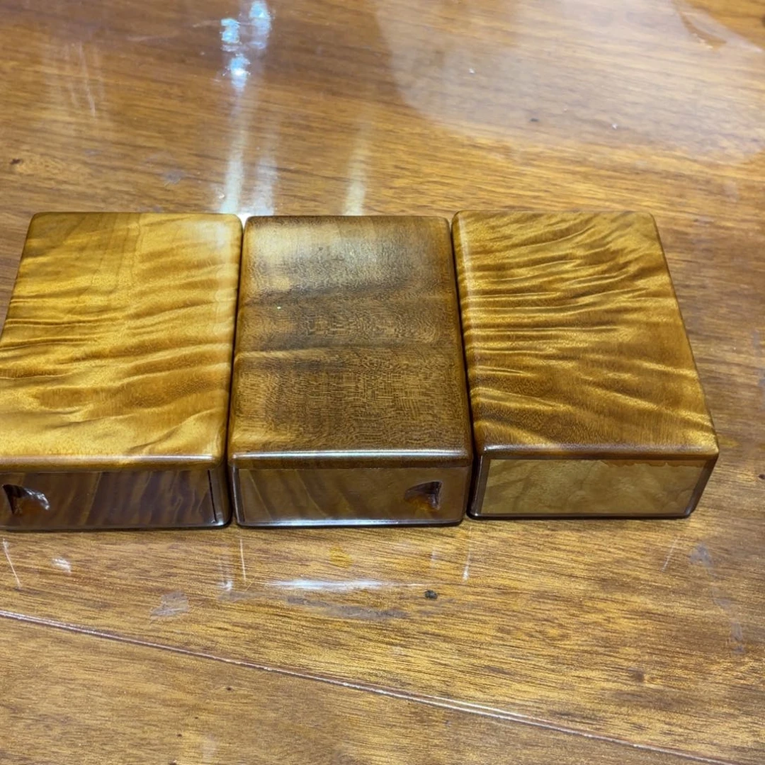 金丝楠深**鱼三个金丝楠烟盒