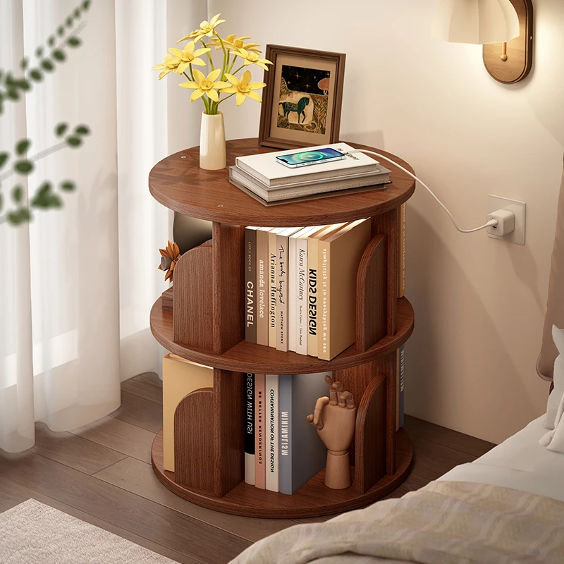 床头柜平替主卧室网红收纳柜家用沙发边柜侧边柜360可旋转置物架