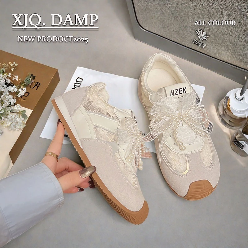 爆款德训鞋女款夏季薄款蕾丝网鞋透气网面2025新款阿甘运动凉鞋子