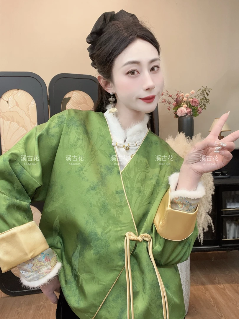 【山岚】早春绿色小开衫女百搭显瘦新中式薄款时尚