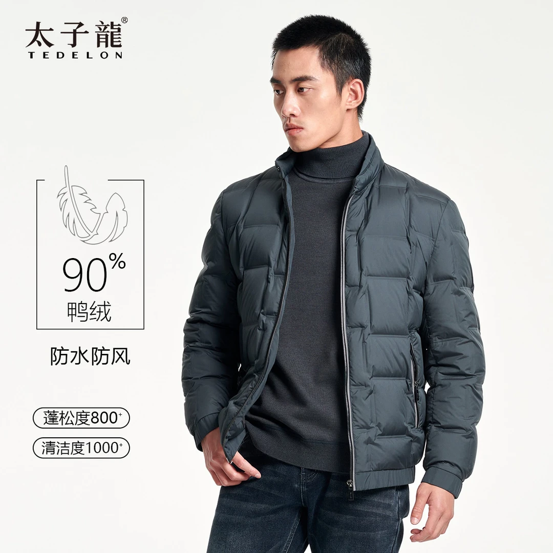 太子龙2024时尚立领羽绒服男士短款防水蓬松轻薄防风保暖鸭绒