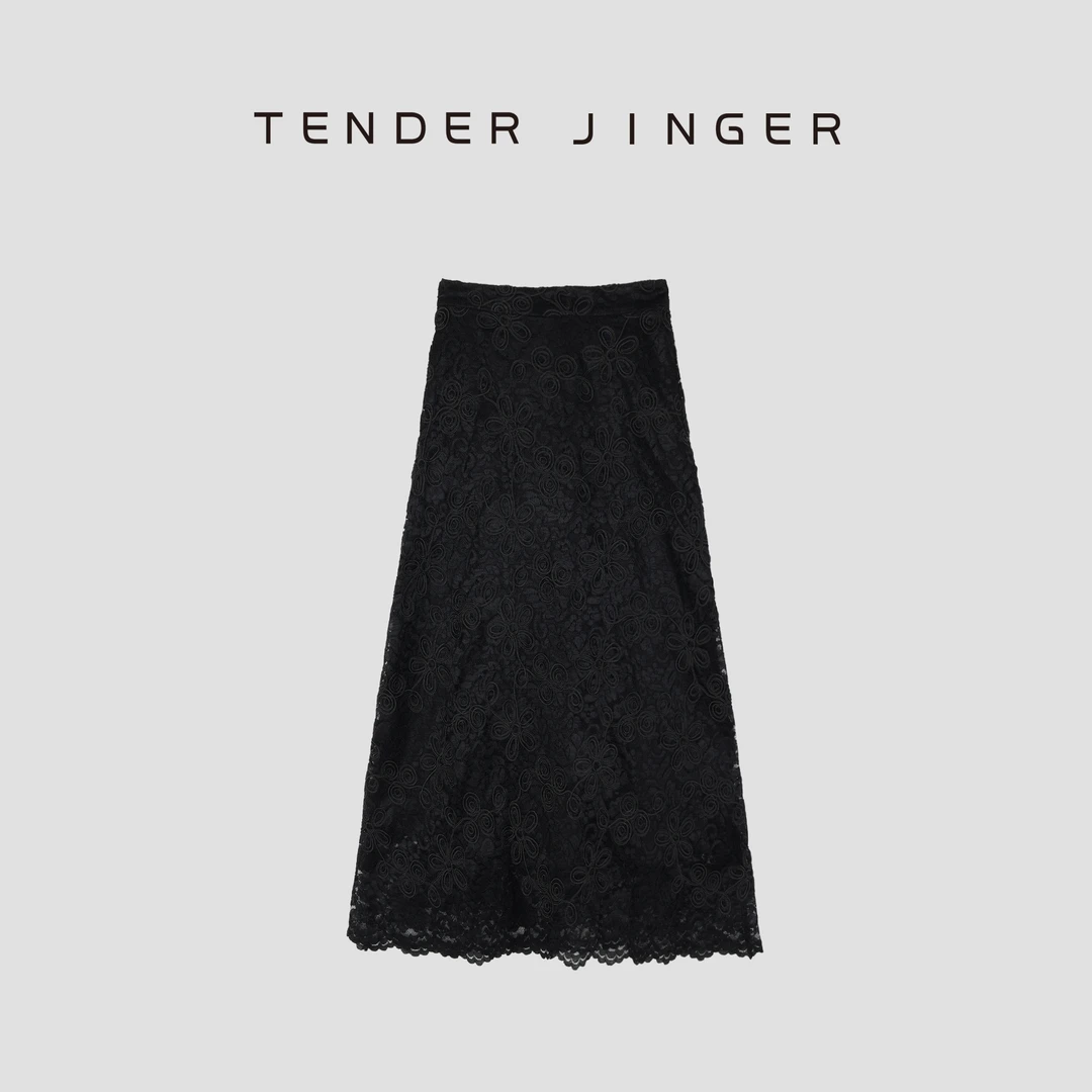 Tender Jinger【疯狂星期三】黑色蕾丝A版半身裙T51LWW80308