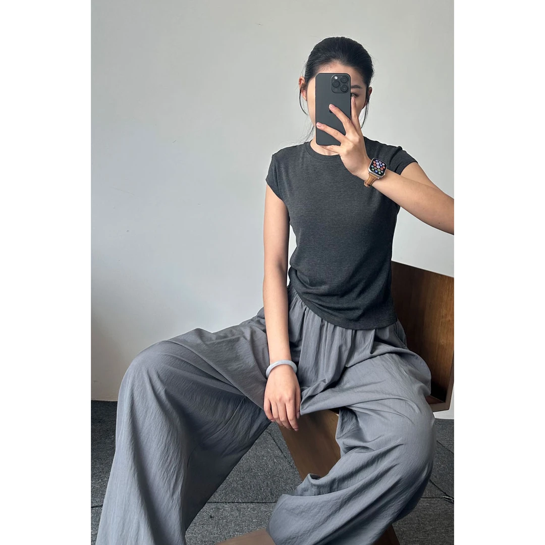 不上！【自由行】兰精天丝羊毛 女士小飞袖T恤88514