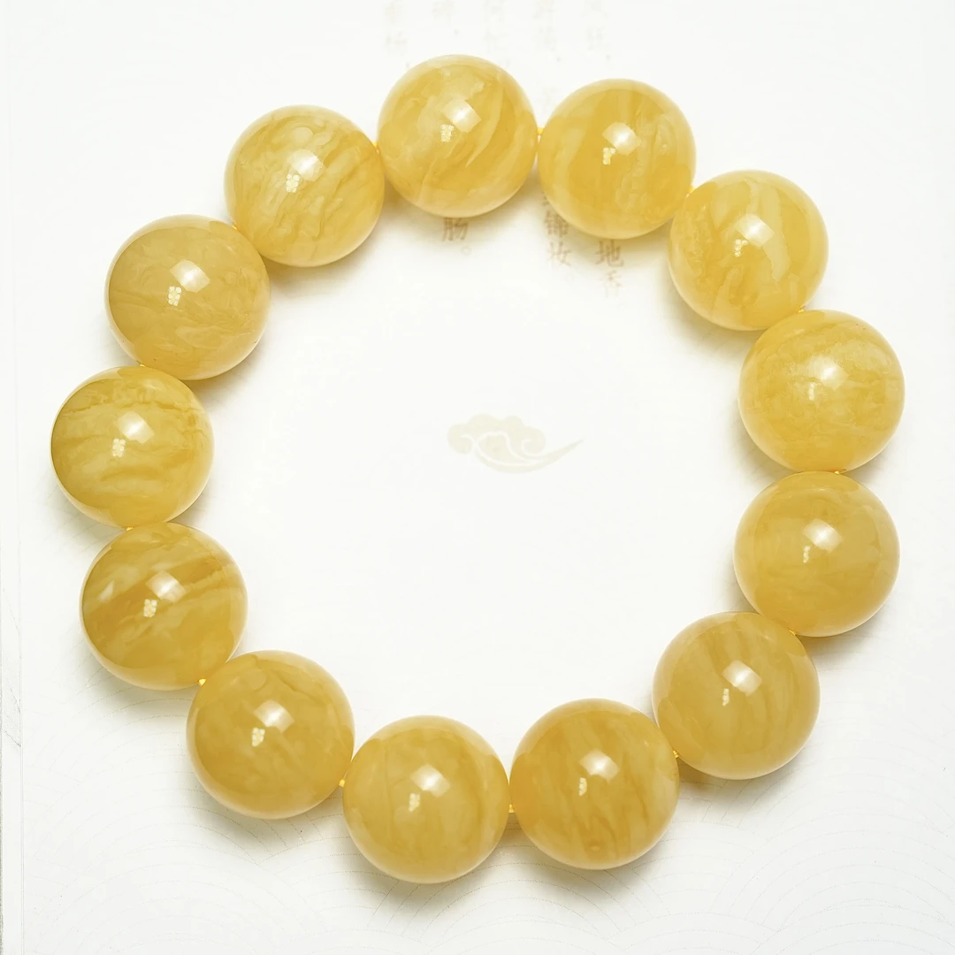 蜜蜡手串男士17+mm精选俄料黄虎皮妖花满蜜无优化真品纯天然100%