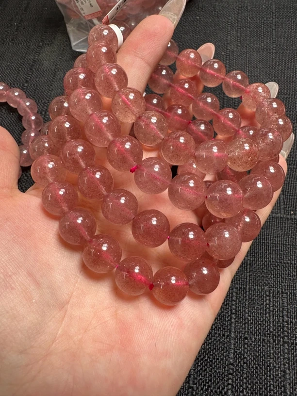 CM8冰透红色天然草莓晶手串11mm/多样性发其一