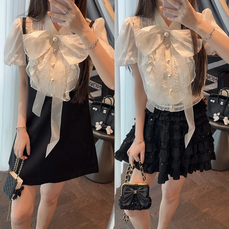 【mimius】&婷婷 高定款宫廷风衬衫+背心裙两穿（蝴蝶结可拆）G03231