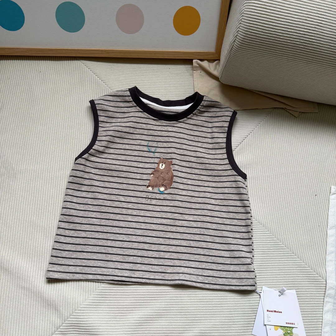 CS249-童装男童条纹背心短袖夏季新款儿童宝宝T恤棉帅气