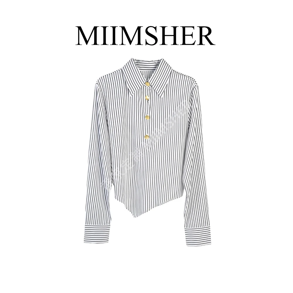 竹纤维不规则下摆斜裁设计感秋季新款时髦长袖上衣女衬衫MS243069