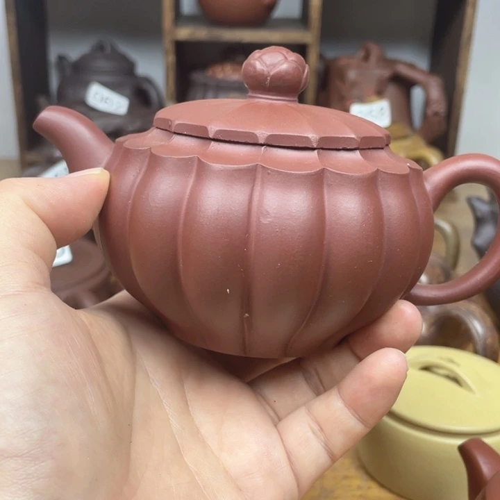 茶壶紫砂紫砂壶紫泥葵仿古230cc微微瑕