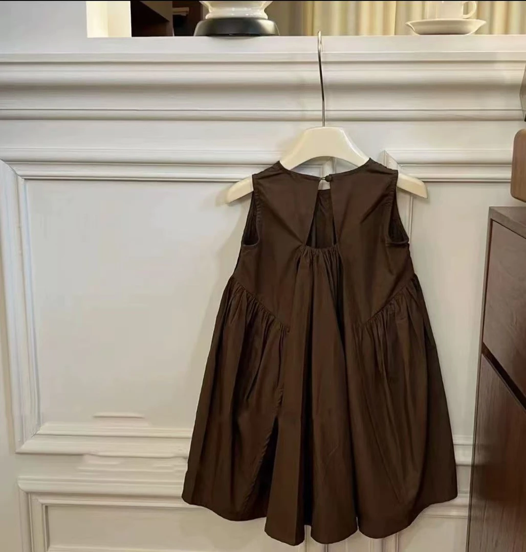 1766安格30号女童夏季洋气纯色宽松无袖背心连衣裙公主风KJM8002