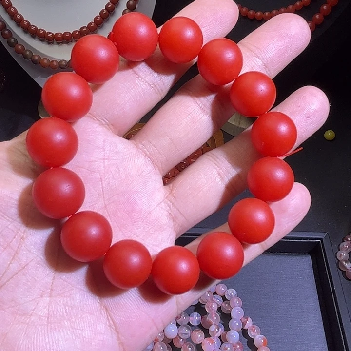 未镶嵌手链南红玛瑙14磨砂手串