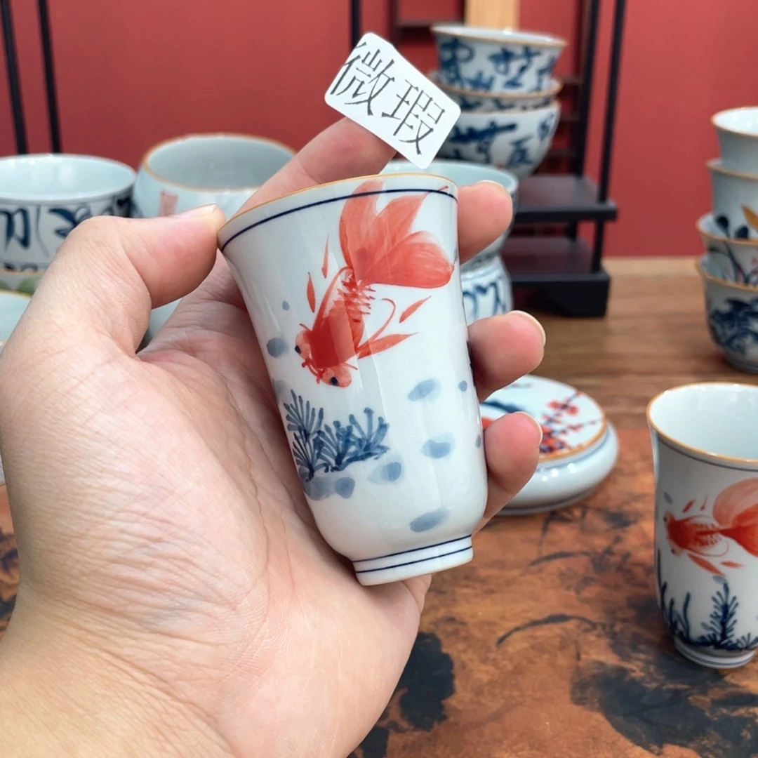 釉下手绘茶具微瑕直播间样品