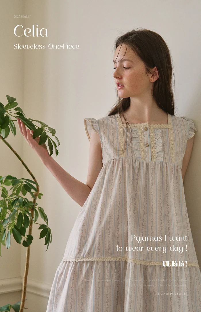 【树下优品】韩国UL家/2025夏季砍袖碎花套装睡裙甜美家居服女25179