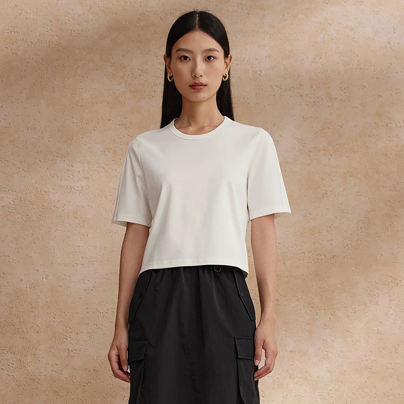 【达人专属】播24夏季舒适户外显瘦情侣双压线袖口T恤BDR1YD0136