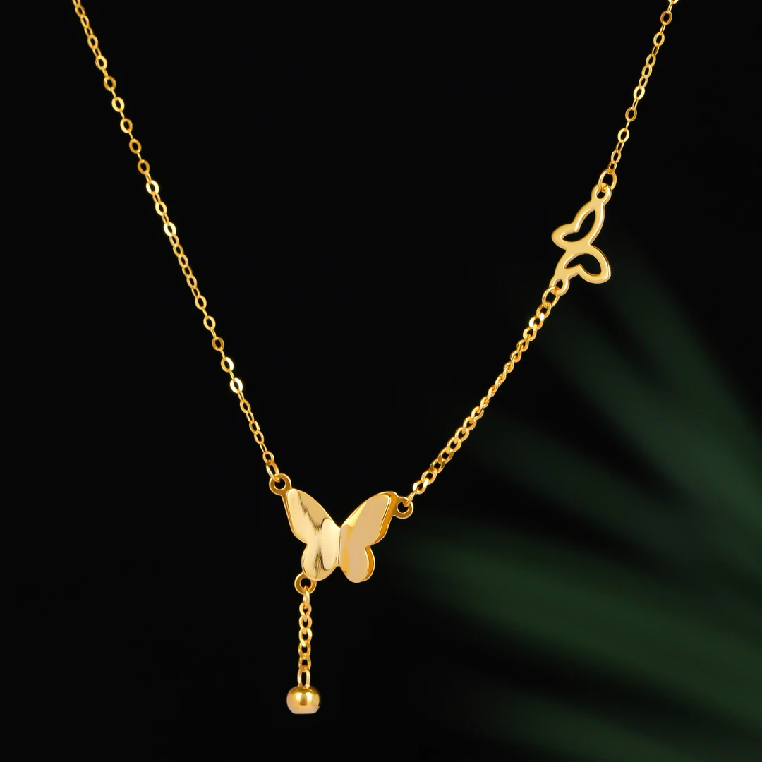 【五周年】18K金蝴蝶套链项链HNZ13439