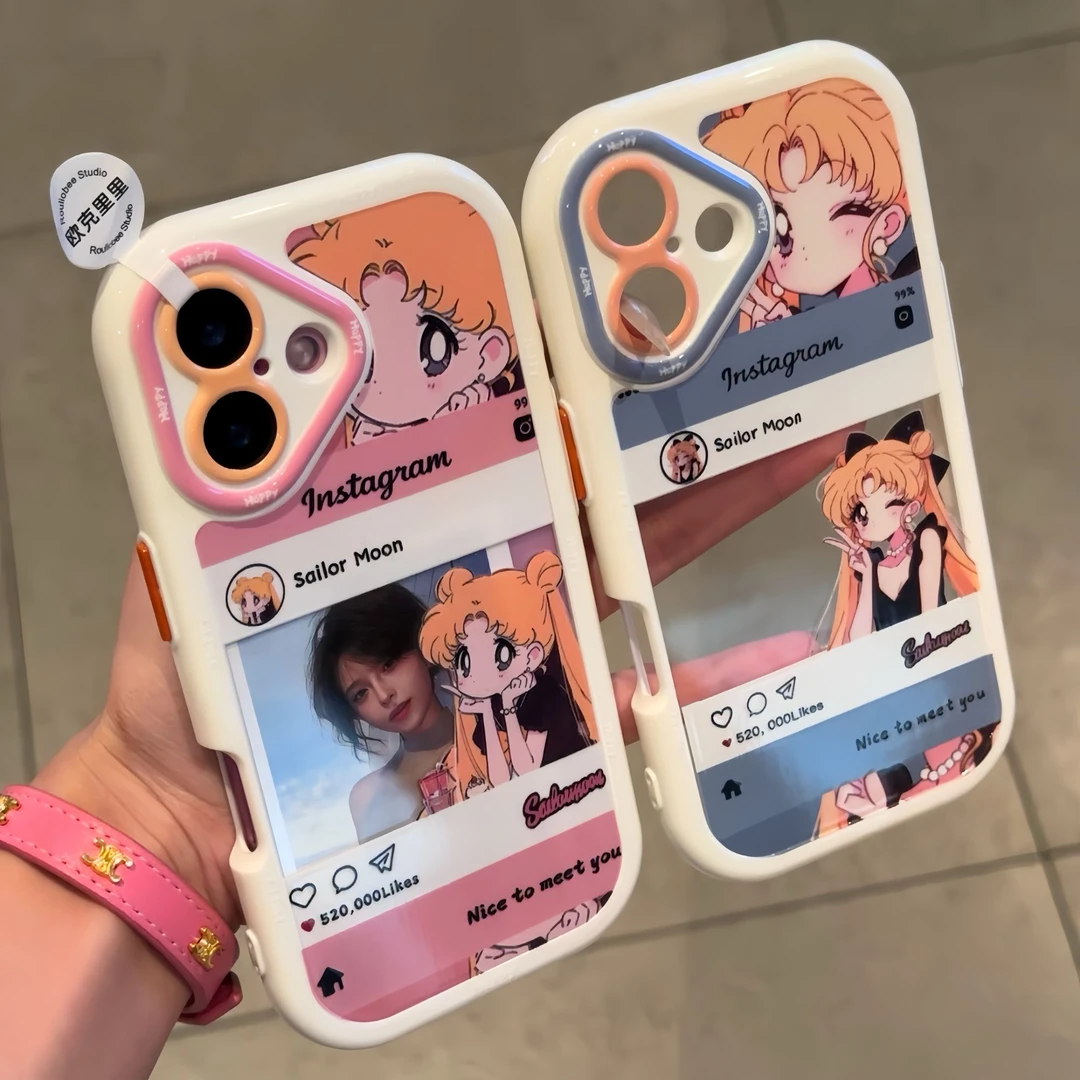 夕与空小卡框美少女适用苹果16promax手机壳华为P70vivo小米oppo