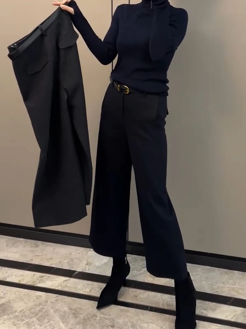 梨型大码女装百搭九分休闲裤子2025年秋冬新款高腰显瘦直筒阔腿裤