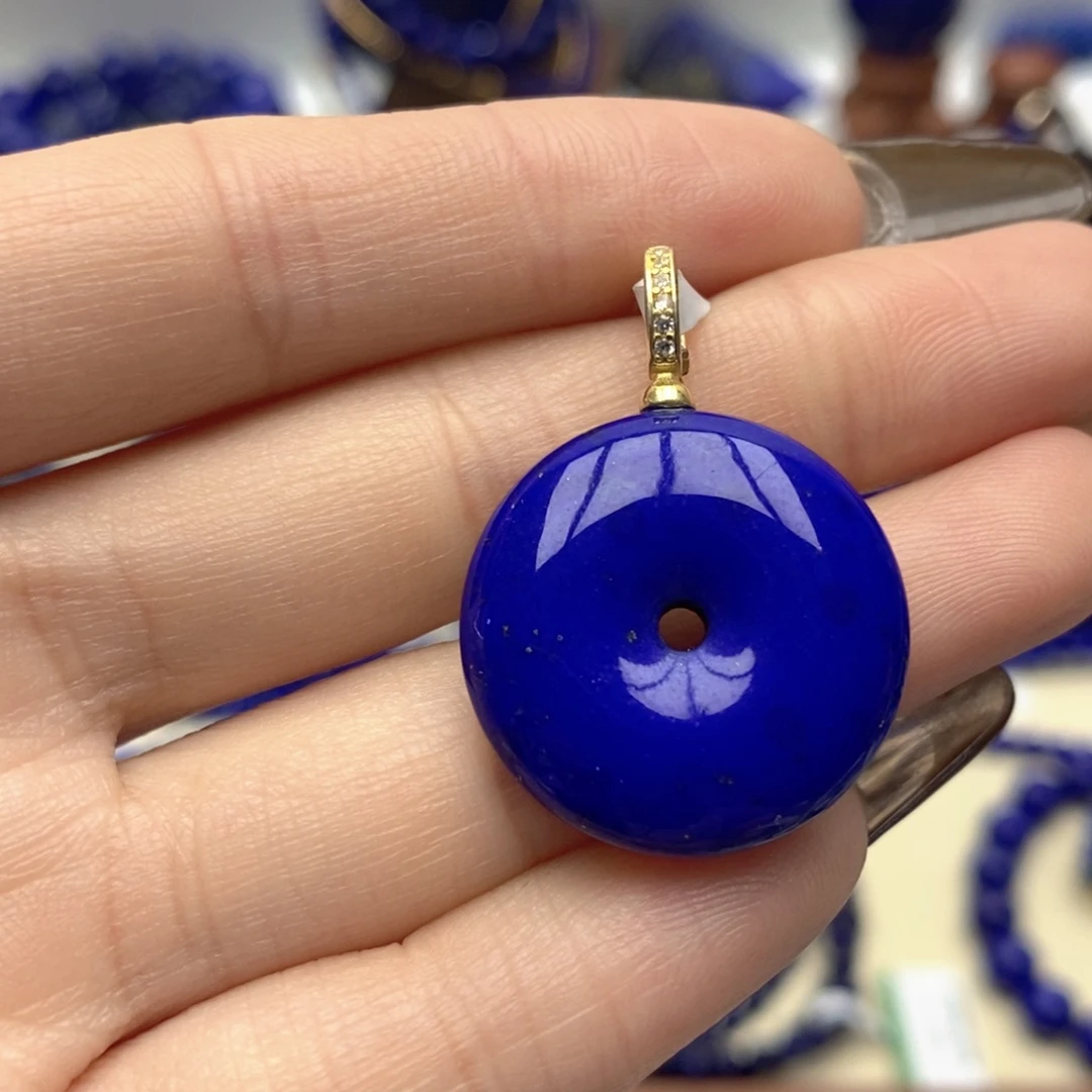 青金石银S925镀金镶嵌颈饰