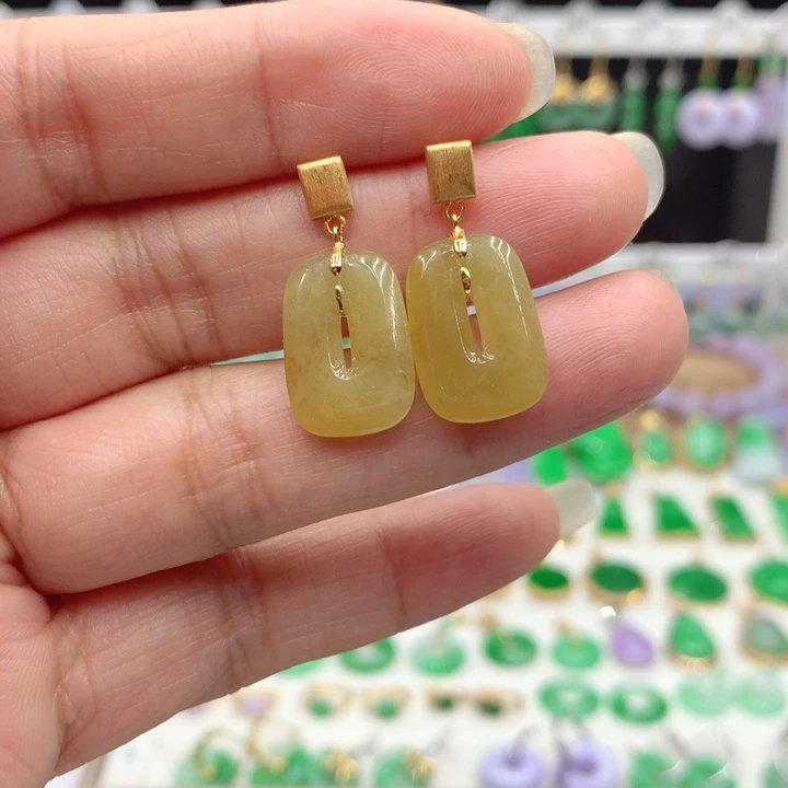 翡翠18K金镶嵌耳饰