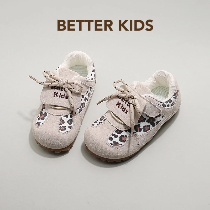 BETTER KIDS/好孩子女童豹纹运动鞋2025春秋男童软休闲鞋儿童阿甘