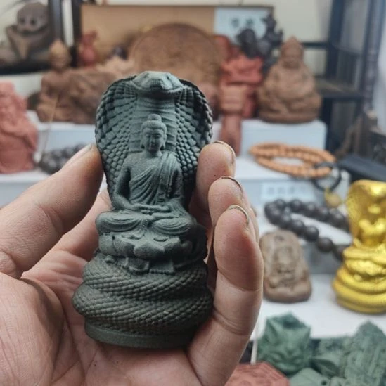 泥塑&**&蓝药师香方蛇佛香塑微瑕