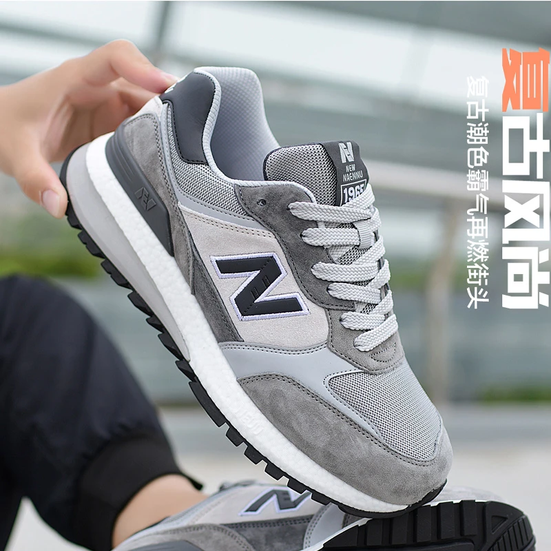 新百伦男鞋春秋冬季真皮n字跑步鞋青少年网面旅游鞋男休闲运动鞋