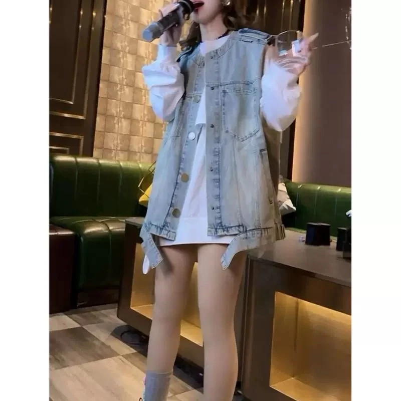 2025新款流行上衣做旧无袖手工磨破马夹显瘦宽松时尚春季潮流韩版