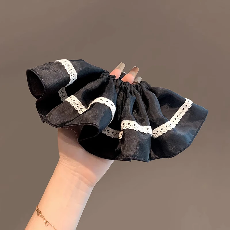 韩国高品质镂空蕾丝肥肠圈褶皱大号花朵耐用高弹发饰头花精致发圈