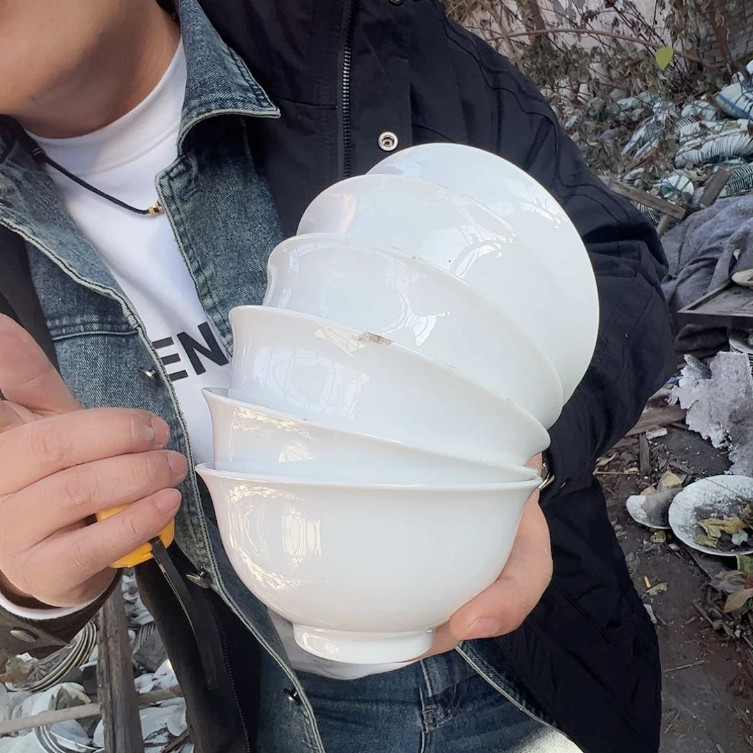 瓷景德镇高温陶瓷玉泥胎米饭碗6个