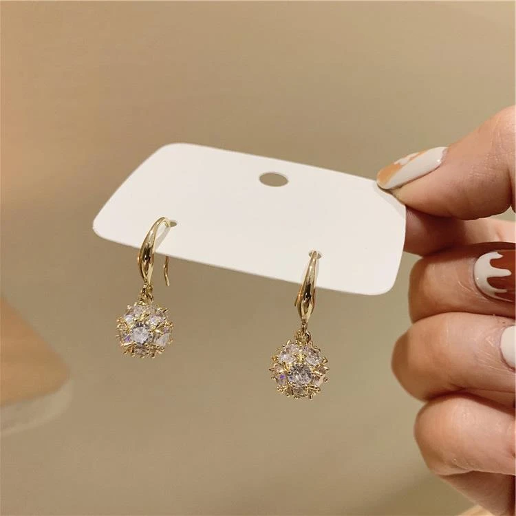 铜合金锆石耳饰 韩国东大门简约水耳钉百搭气质水滴耳环少女耳坠