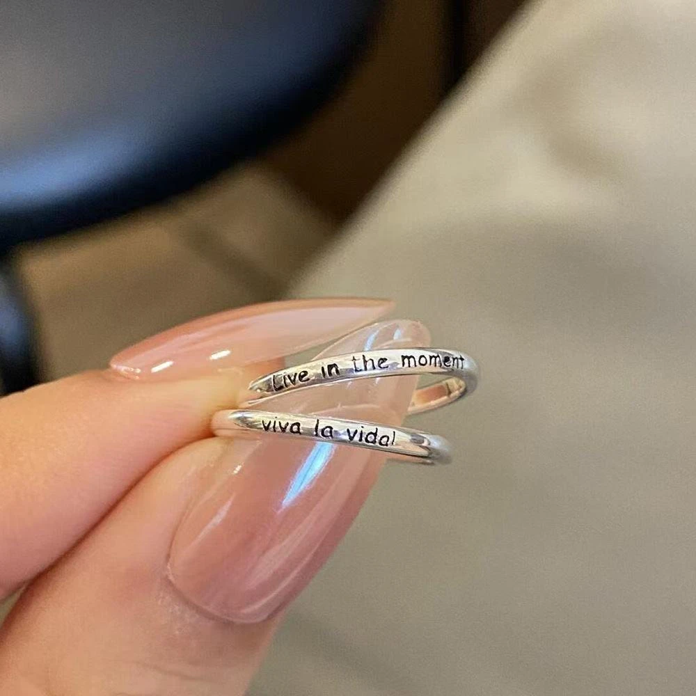 锌合金戒指 HakunaMatata无忧无虑  英文尾戒小拇指戒指