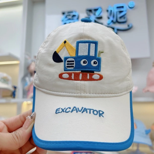 休闲风大檐卡通宽檐圆顶弯檐帽子男卡通,可爱,童趣2025年春